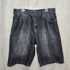 PD&C Black Denim Shorts Men's‎ 36 Faded Y2K Grunge Baggy Skater Hip Hop